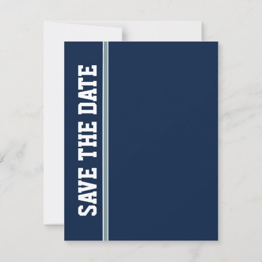 青いフットボールの結婚式のセーブ・ザ・デート案内 セーブザデート (裏面)