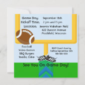 青いフットボールの誕生日の招待状のカスタムな男の子 招待状 (裏面)