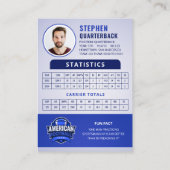 青いフットボールトレーディングカード、カスタムスポーツカード コーリングカード (裏面)