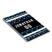 青いフットボールヘルメットのパターン名とジャージ番号 ノートブック (右側)