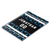 青いフットボールヘルメットのパターン名とジャージ番号 ノートブック (左側)