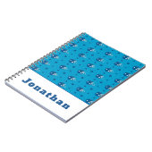 青いフットボールヘルメット スター キッズ 男の子 チーム名 クール ノートブック (左側)