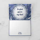 青いフラクタルアートの円形フレーム 父の日のお祝い カード (内部)