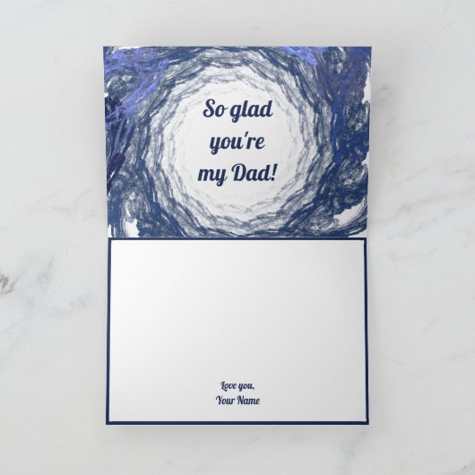 青いフラクタルアートの円形フレーム 父の日のお祝い カード (内部)