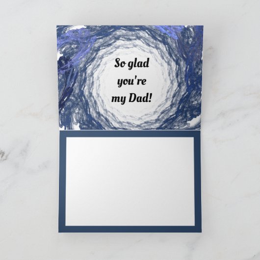 青いフラクタルアートの円形フレーム 父の日 カード (内部)