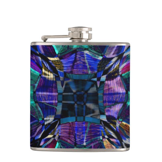 青いフラクタルパターン フラスク (正面)