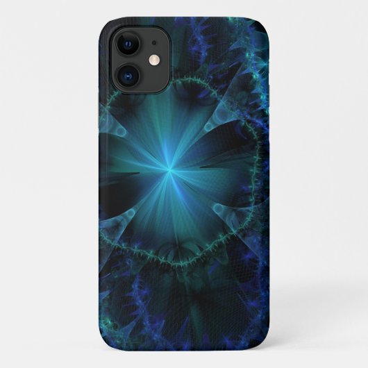 青いフラクタルパターン Case-Mate iPhoneケース (裏面)