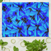 青いフランギパニの花、 キッチンタオル (折り畳み)