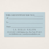 青いフランスのオーニングストライプギフトカード付モノグラム (裏面)