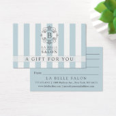 青いフランスのオーニングストライプギフトカード付モノグラム (デスク)