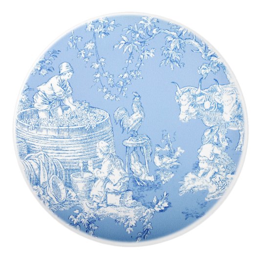 青いフランスのトイルプルノブ セラミックノブ (正面)