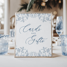 青いフランスのフローラカードとギフト ポスター