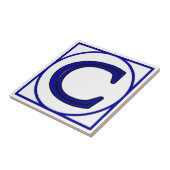 青いフランスのレターハウス番号タイル タイル (側面)