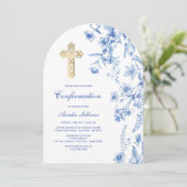 青いフランスのワイルドフラワーアーチ確認 招待状 (スタンド正面)