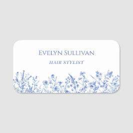 青いフランスのワイルドフラワー名タグ 名札
