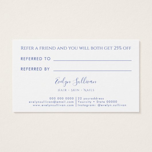 青いフランスのワイルドフラワー紹介カード (裏面)