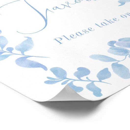 青いフランスのヴィンテージフローラはブライダルシャワー ポスター (角)