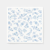 青いフランスのヴィンテージ花のブライダルシャワー スタンダードカクテルナプキン (正面)