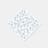 青いフランスのヴィンテージ花のブライダルシャワー スタンダードカクテルナプキン (角)
