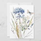 青いフランスの庭の野花の日付を保存 招待状 (裏面)