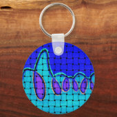 青いフランスの抽象的な織り模様 キーホルダー (正面)