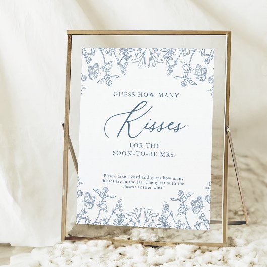 青いフランスのChinoiserieどのように多くのキスゲーム ポスター