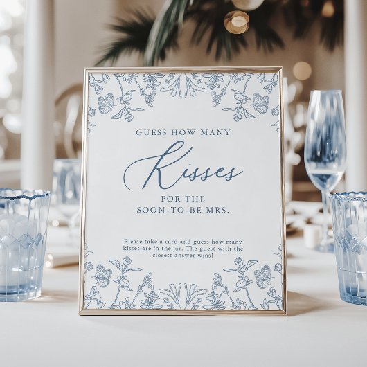 青いフランスのChinoiserieどのように多くのキスゲーム ポスター