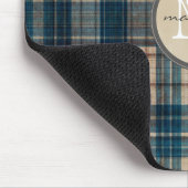 青いフランネルの背景のモノグラム マウスパッド (コーナー)