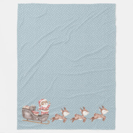 青いフリースブランケットとサンタ・イン・ザ・スレッド フリースブランケット