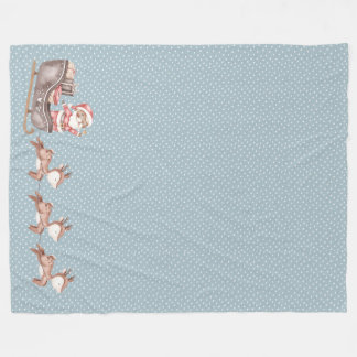 青いフリースブランケットとサンタ・イン・ザ・スレッド フリースブランケット