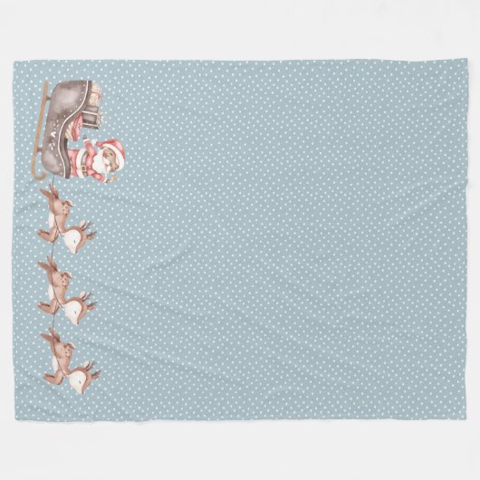 青いフリースブランケットとサンタ・イン・ザ・スレッド フリースブランケット (正面(横))