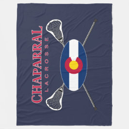 青いフリース(3つのサイズ)のChapLAXの旗のロゴ フリースブランケット