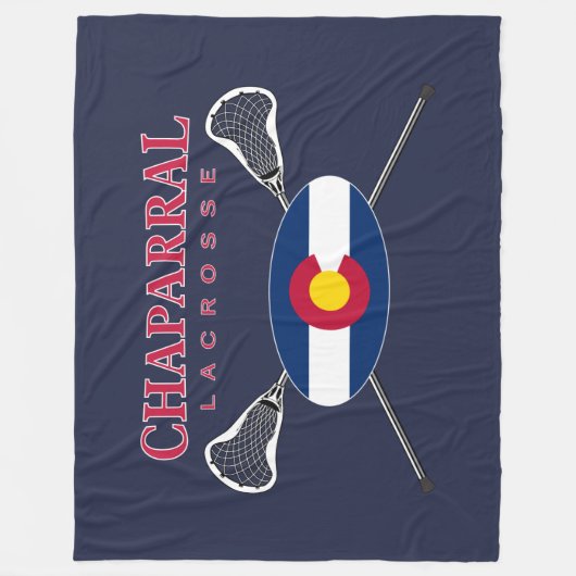 青いフリース(3つのサイズ)のChapLAXの旗のロゴ フリースブランケット (正面)