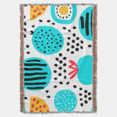 青いフルーツパタ絵画ンのアート買今 スローブランケット (正面縦)