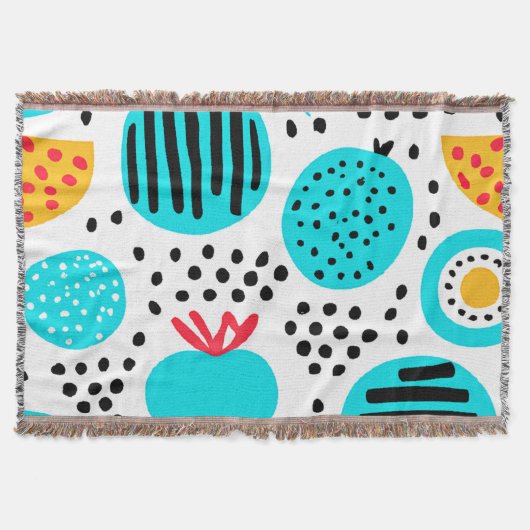 青いフルーツパタ絵画ンのアート買今 スローブランケット (正面)