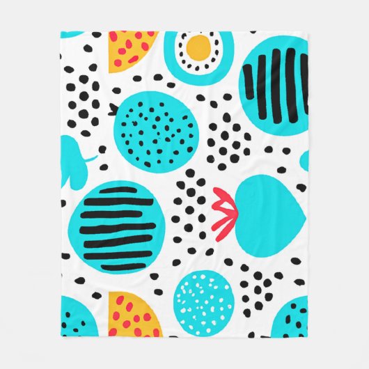 青いフルーツパタ絵画ンのアート買今 フリースブランケット (正面)