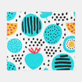 青いフルーツパタ絵画ンのアート買今 フリースブランケット (正面(横))