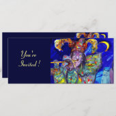 青いフルーティストのパーティープログラム 招待状 (正面/裏面)