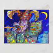 青いフルート奏者 カーニバル・マスカレード インビテーションポストカード (正面)