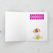 青いフレンチ・ブルドッグの傘のおもしろいの挨拶状 サンキューカード (内部)