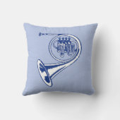 青いフレンチ・ホルンの芸術 クッション (裏面)