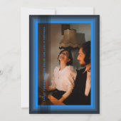 青いフレームのホリデーカード シーズンカード (正面)