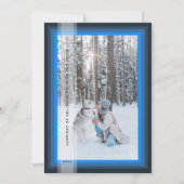 青いフレームのホリデーカード シーズンカード (正面)