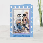 青いフレームの写真を2枚追加して祖母に カード (正面)