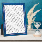 青いフレームイメージ写真のプラークを追加 フォトプラーク (側面)