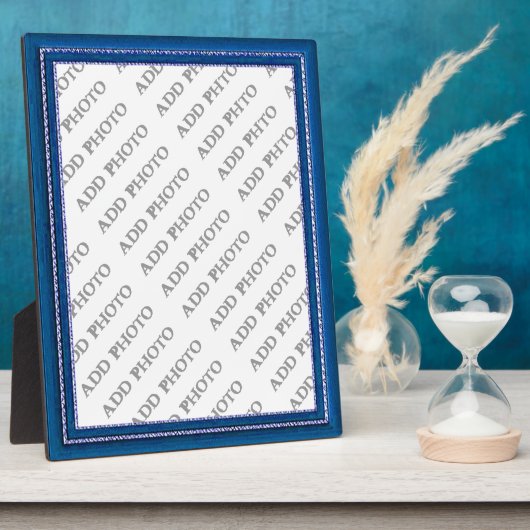 青いフレームイメージ写真のプラークを追加 フォトプラーク (側面)