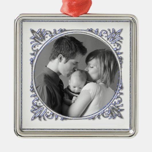 青いフレーム メタルオーナメント (正面)