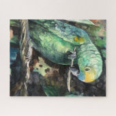 青いフロントのアマゾンのオウムパズル ジグソーパズル (横)