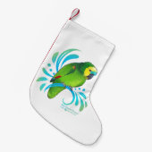 青いフロントのアマゾンオウム スモールクリスマスストッキング (正面 (吊り時))