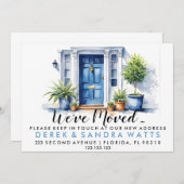 青いフロントドア住所の変更、移動した家 招待状 (正面/裏面)